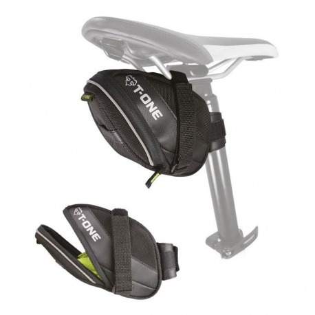 Sacoche de selle T-One PAC en TPU, noir/vert, 130x70x140mm