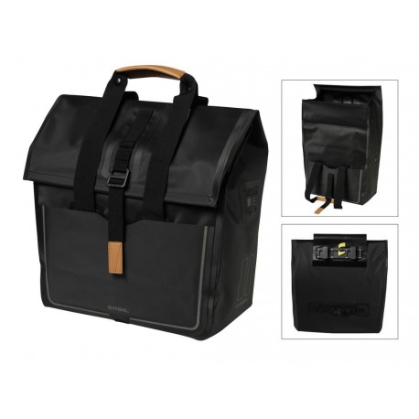 Sac shopping Basil Urban Dry étanche noir mat 20 litres
