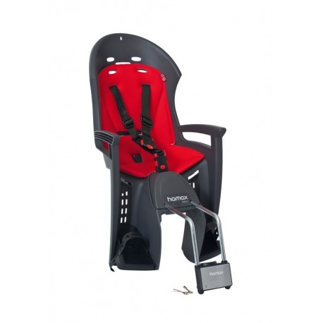 Siège enfant Hamax Smiley gris/rouge Befestigung Rahmenrohr refermable