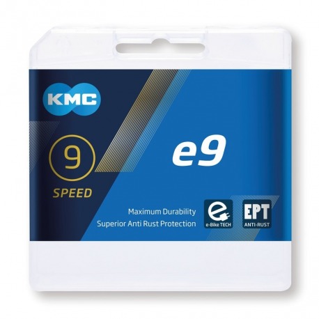 Chaîne anti-corrosion KMC e9 EPT 1/2" x 11/128", 136 maillons, 6.6mm, 9-v.