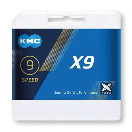 Chaîne en or KMC KMC X9 Ti-N 1/2" x 11/128", 114 maillons, 6,6 mm, 9-v.