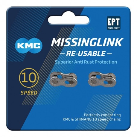 Lien manquant 10R KMC 10R EPT 2 pièces. pour chaînes, 5,88 mm, argent, 10-v.