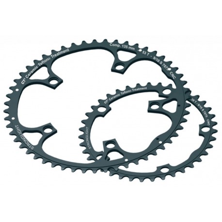 Plateau extérieur 53 dents Stronglight Type 135 C, noir 10 vitesses.