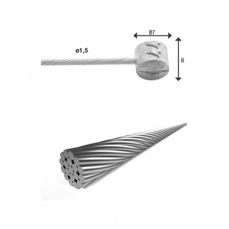 Câble de frein XLC 2000, Ø 1,5 mm, raccord croisé Ø7x6