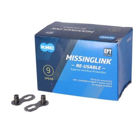 Missinglink KMC 9R argent EPT WC09EPTR0 40 unités, pour chaîne 6,6 mm, 9-v.
