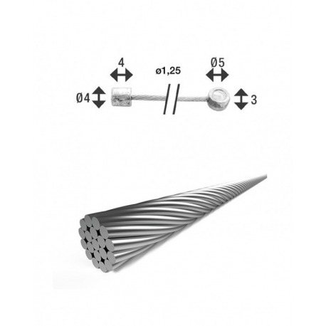 Câble de dérailleur XLC Ø 1.25/ 2250mm 2 embouts Ø4x4mm