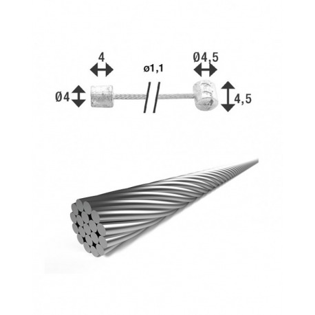 Câble de dérailleur XLC Ø 1.25/ 2250mm 2 embouts