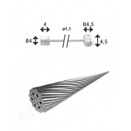 Câble de dérailleur XLC Ø 1.1/2500mm 2 embouts