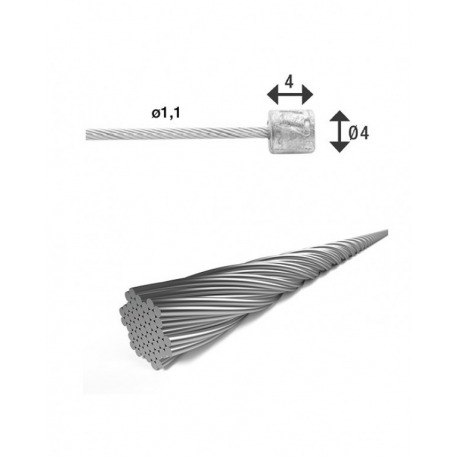 Câble de dérailleur XLC Ø 1.1/ 2250mm 1 embout Ø4x4mm