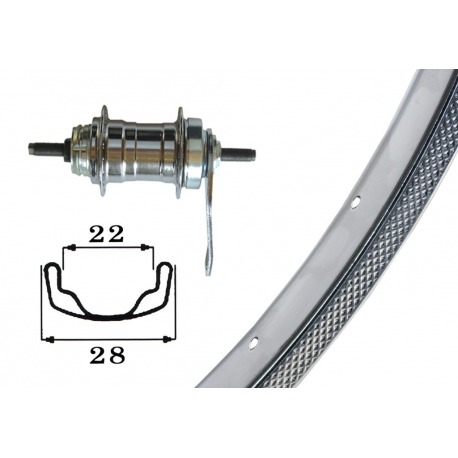Roue arrière 28 x 1,75 36 trous acier/zinc axe de frein à rétropédalage