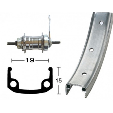 RT 12 1/2" 203-19, moyeu de pédale, jante alu argent 16a/argent mat, rayons zinc
