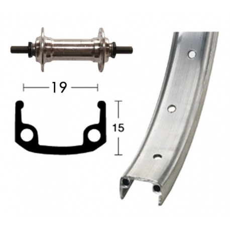 Roue Avant 20 x 1.75 Alu 36 trous jante fixe en aluminium argent rayons argent/zinc mat