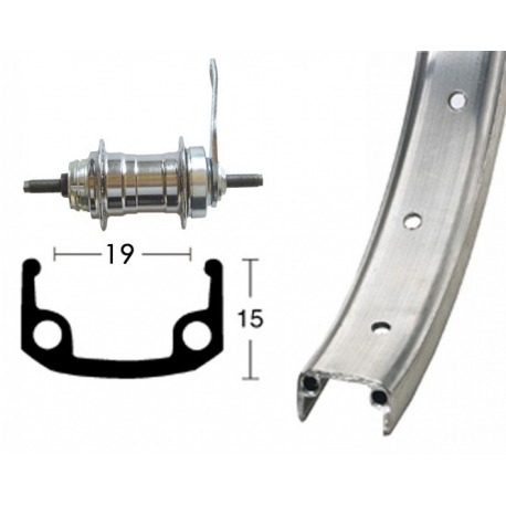 Roue arrière 20 x 1,75 36 trous Axe de frein à rétropédalage Alu/zinc
