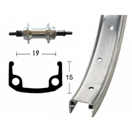 Roue arrière 20 x 1,75 36 trous Alu/zinc rigide pour pignon boulonné