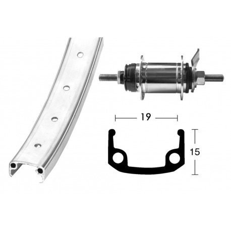 Roue arrière 20x1 75 RB-axis Shim.1 Mars 36 ab. Roue c.une paire argent/mat rad. zinc.