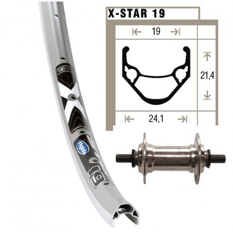 Roue avant 20x1 75 a. rigide 36 abeRoue arrière . Rigide X-Star 19 p.. Rayons Niro