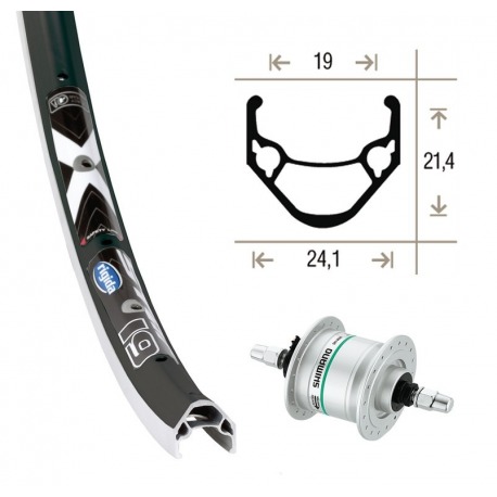 Roue avant 20x1 75 di. de DH3N20pl.rí.36ab. Rigide X-Star 19 ne./pl. niro rayons