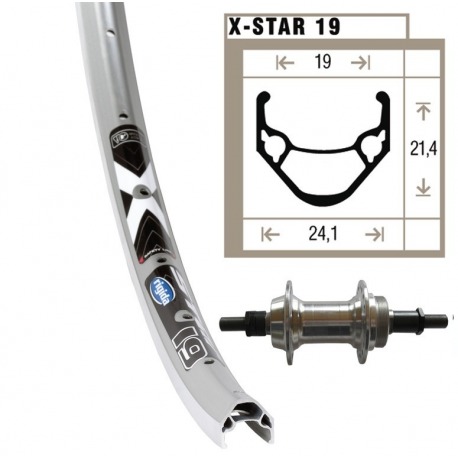 Roue arrière 24x1 75 tor.ZKR 6/7plat.rí.36 ab. Rigide X-Star 19 plat. niro rayons