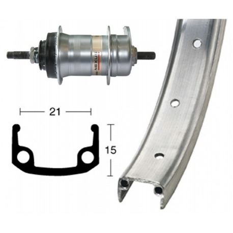 Roue arrière 26x1.9RB-axe Shim.3-mars. 36 abeRoue arrière . roue c. simple paroi argent rad. ciné.