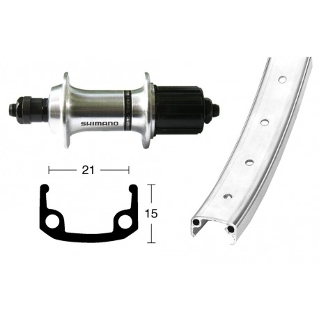 Roue arrière 26x1.9 TX800.8/10v. argent QR 36a. jante alu argent rayons zinc