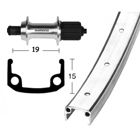 Roue arrière 28X1.3/8TX 500 8/10-v.argent QR 36 a. Jante simple paroi Alu argent rayons zinc