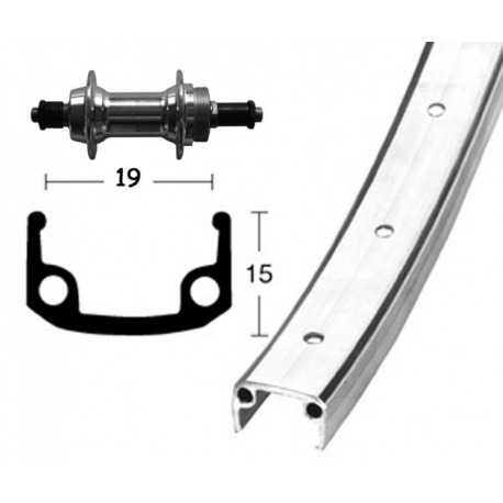 Roue arrière 28x1 3/8 36 trous. QR Alu/zinc rigide pour pignon boulonné