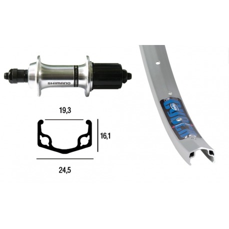 Roue arrière 26x1,75 TX800 8/10-v. QR 36a. Rayons rigides Cyber 10 Silver Niro