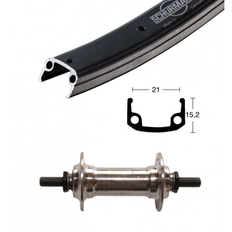 Roue avant 26x1.75 moyeu alu silver. Roue arrière sport en aluminium 36 trous et rayons noirs/argent Niro