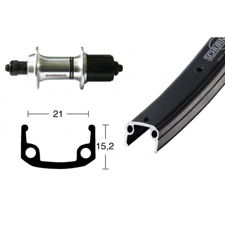 Roue arrière 26x1,75 TX800 8/10-v. QR 36a. Roue arrière Alu-Sporayons noir/argent Niro