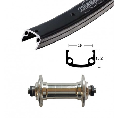 Roue Avant 28x1.75 moyeu Alu silver QR 36 trous Roue arrière Alu-Sporayons noir/argent Niro