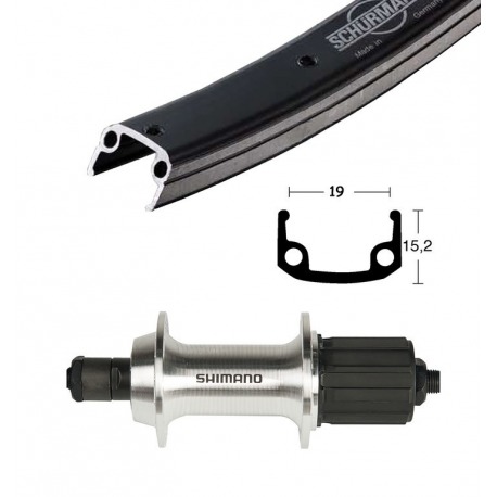 Roue Arrière 28x1.75 TX500 8/10-v.QR 36 trous Roue arrière Alu-Sporayons noir/argent Niro