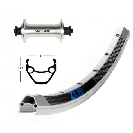 Roue avant 26x1.75 TX 800 argent QR 36a. Exal ZX 19 rayons argent Niro