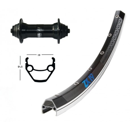 Roue avant 26x1.75 T 3000 noir QR 36 trous Exal ZX 19 rayons noir/argent Niro