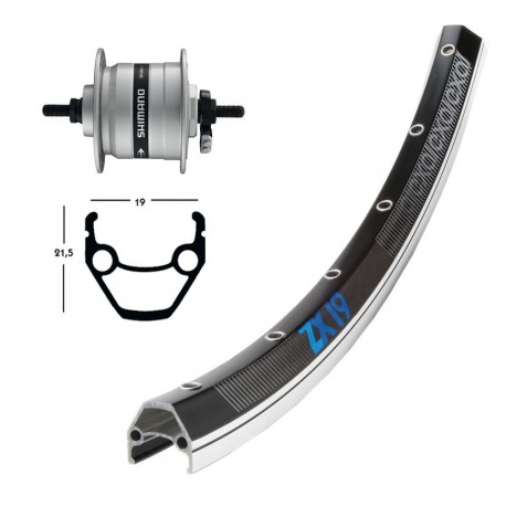 Roue Avant 26x1 75 axe din.DH3N30 36 trous Rayons ZX 19 ngr/silver Niro avec axe fixe
