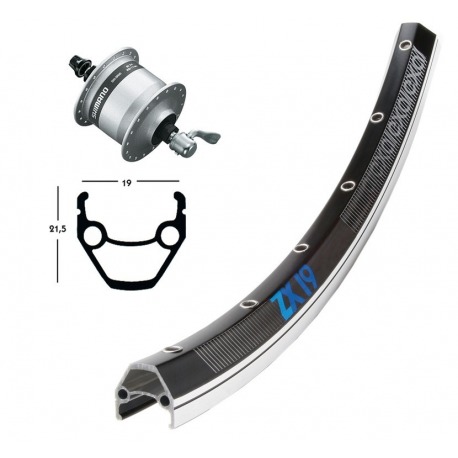 Roue avant 26x1,75 din.od.DH3N30 QR 36 ag. Rayons ZX 19 ngr/silver Niro QR