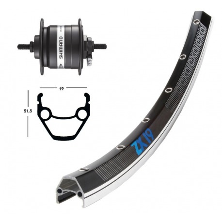 Roue Avant 26x1.75 din.noir axe 36 trous Rayons ZX 19 ngr/silver Niro avec axe fixe