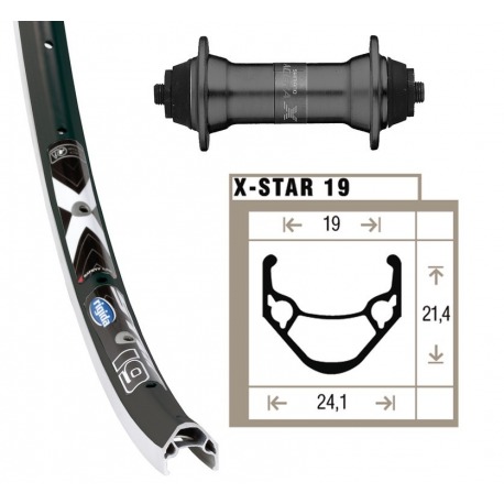 Roue avant 28x1,75 T 3000 noir QR 36a. Rigide X-Star 19 ne./pl. Niro ne radios