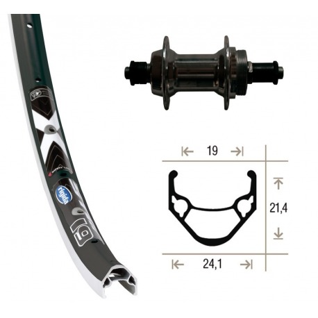 Roue Arrière 28x1.75 Alu.ne. Schr.ZKR.QR 36O Rigida X-Star19 ne./pl.radio Niro(ne.)