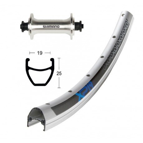 Roue avant 28x1.75 TX800 argent. QR 36 trous Rayons Niro Exal XP-19 argent/éloxés