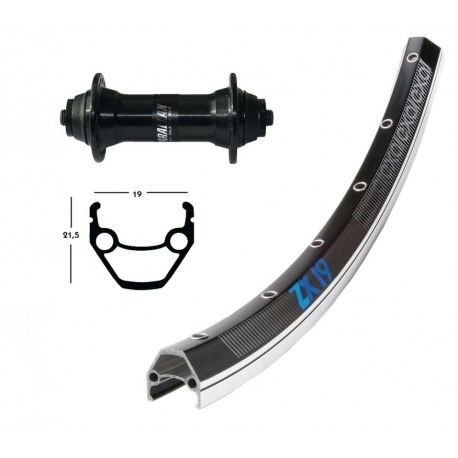 Roue avant 28x1.75 T3000 noir QR 36 trous Exal ZX 19 rayons noir/argent Niro