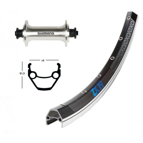 Roue avant 28x1.75 TX 800 argent QR 36 ag. Exal ZX 19 rayons Niro noir/poli