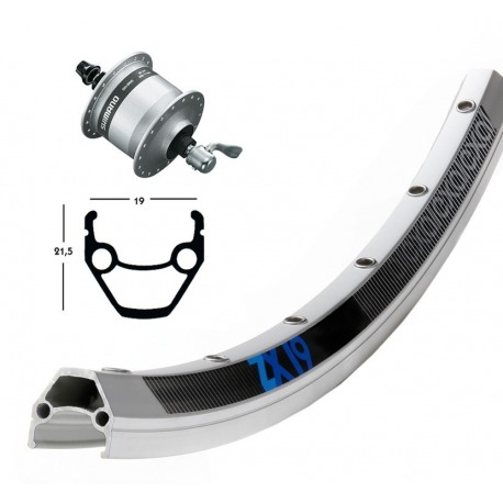 Roue avant 28x1.75 axe din DHC3000 QR 36 ag. Exal ZX 19 rayons Niro argent/poli