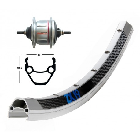 Roue arrière 28x1,75 O. Cale de roue arrière.8-mar.rigido 36 ab. Exal ZX 19 pl. niro rayons