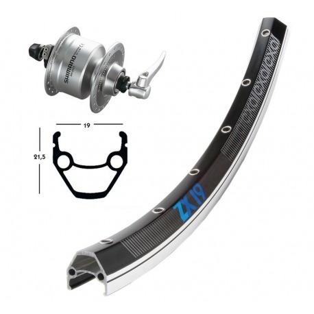 Roue avant 28x1.75 din.od.DH3N71 QR 36 trous ZX 19 rayons Niro QR noir/argent