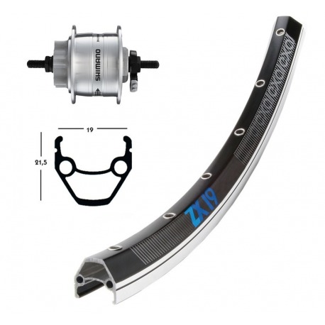 Moyeu de roue avant 28X1.75din DH3D30 36ag. ZX19 ngr/pl.rad.Niro.ngr dis.cube c.6ag.