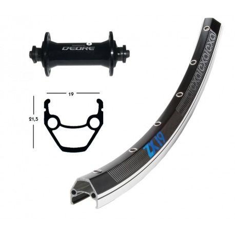 Roue avant 28x1.75 Deore noir QR 36 trous Exal ZX 19 rayons noir/argent Niro
