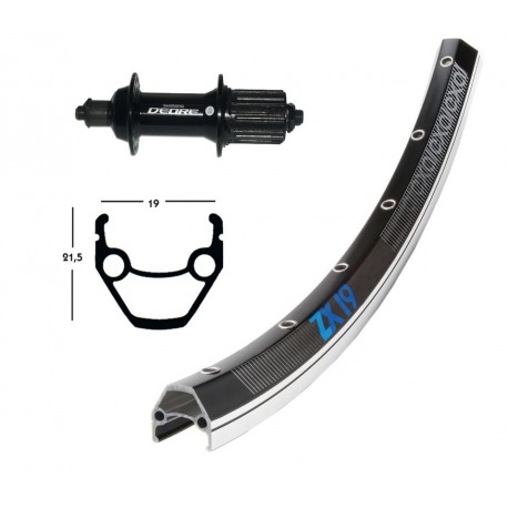 Roue avant 28x1.75 Deore noir 8/9v QR 36 trous Exal ZX 19 rayons ngr/argent Niro ngrs