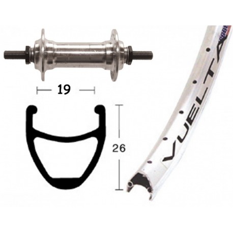 Roue avant 28x1.75 axe cor.od. fendu 36 trous Airline 1 Silver Spoke Niro