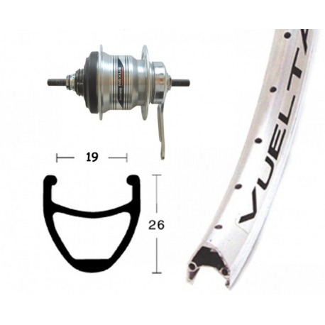 Roue Avant 28x1.75 Shimano 7 vitesses 36 trous Airline 1 Silver Spoke Niro