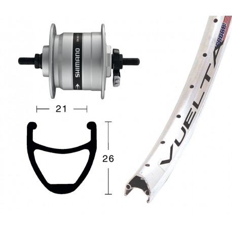 Roue avant 28X1.75 duje-dynamo DH3N31 NT 36aguj. Airline 1 Silver Spoke Niro